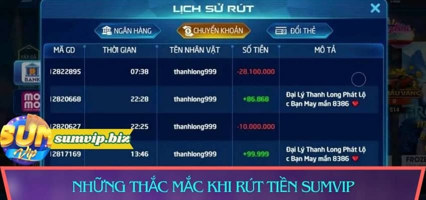 Những câu hỏi thắc mắc về rút tiền Sumvip